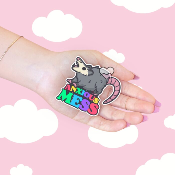 Anxious Mess Possum Sticker