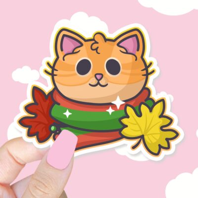Autumn Ginger Kitty Sticker