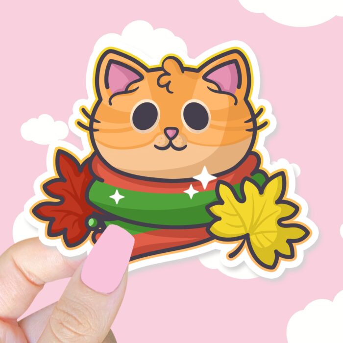 Autumn Ginger Kitty Sticker
