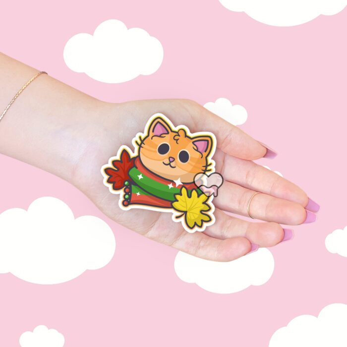 Autumn Ginger Kitty Sticker