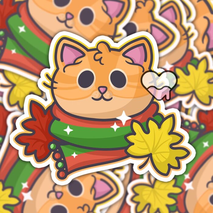 Autumn Ginger Kitty Sticker