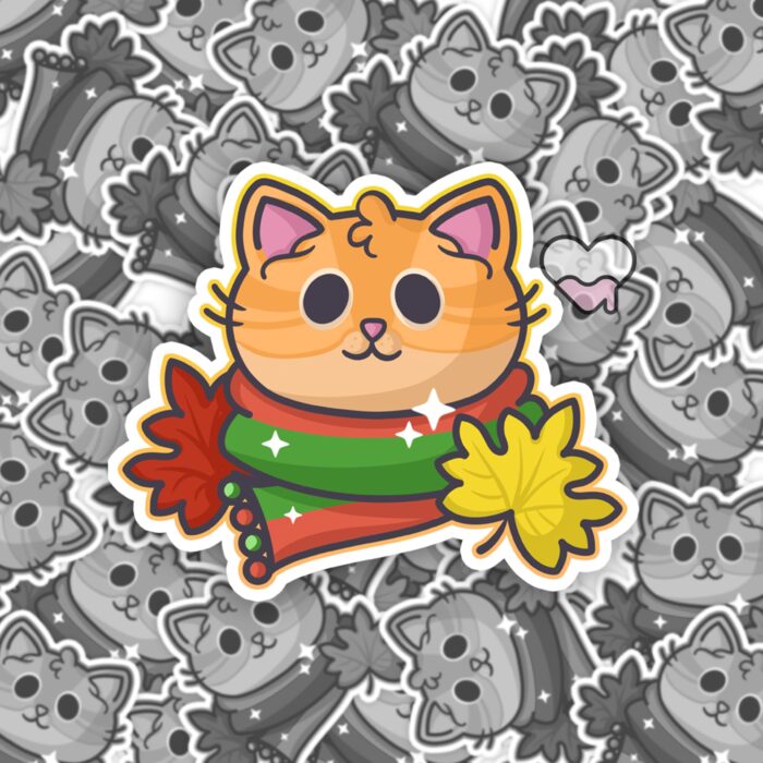 Autumn Ginger Kitty Sticker