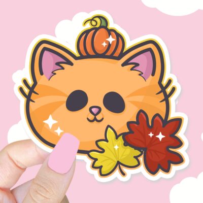 Autumn Pumpkin Kitty Sticker