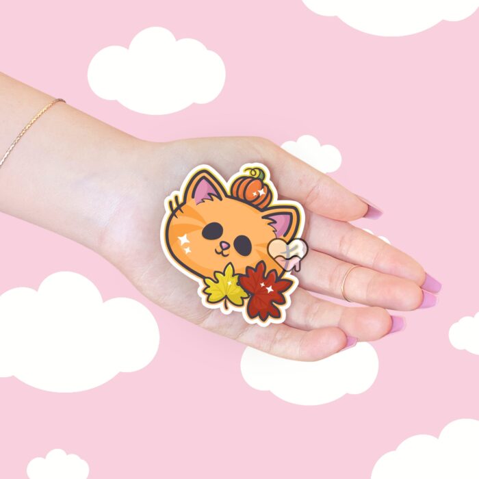 Autumn Pumpkin Kitty Sticker