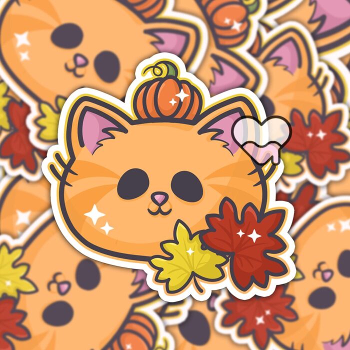 Autumn Pumpkin Kitty Sticker