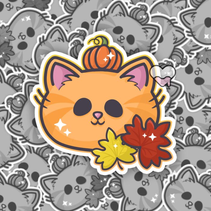 Autumn Pumpkin Kitty Sticker