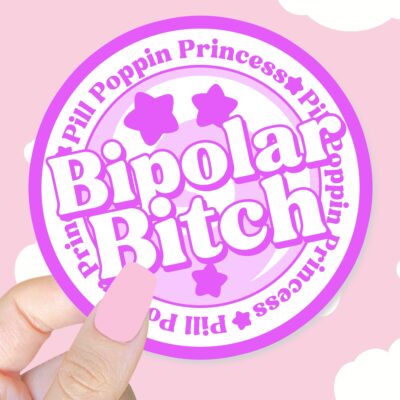 Bipolar Bitch Purple Sticker