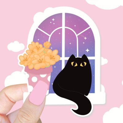 Black Cat Galaxy Window Sticker