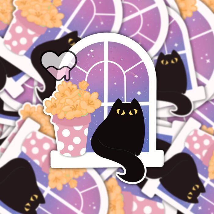 Black Cat Galaxy Window Sticker
