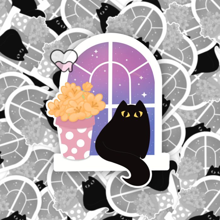 Black Cat Galaxy Window Sticker
