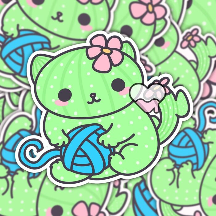 Cacticat Yarn Sticker