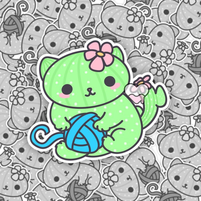 Cacticat Yarn Sticker