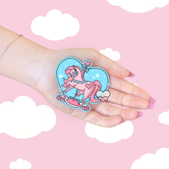 Carousel Horse Twinkle Heart Sticker