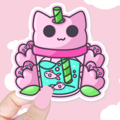 Cat Floral Juice Sticker