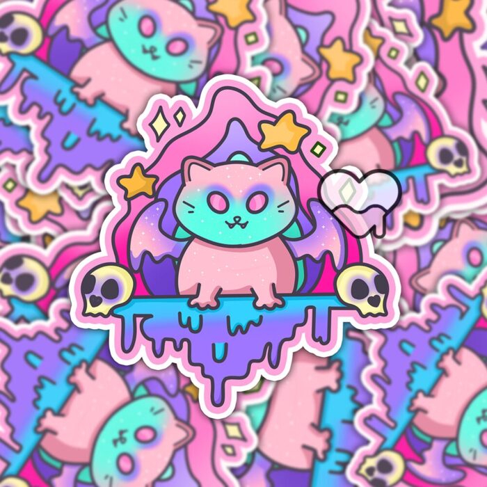 Creepy Drippy Kitty Sticker