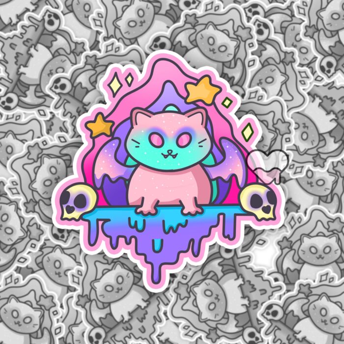 Creepy Drippy Kitty Sticker