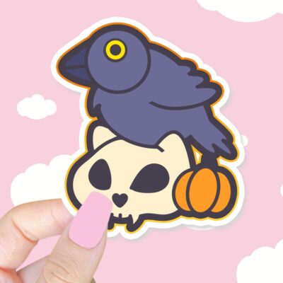 Crow and Skull Sticker