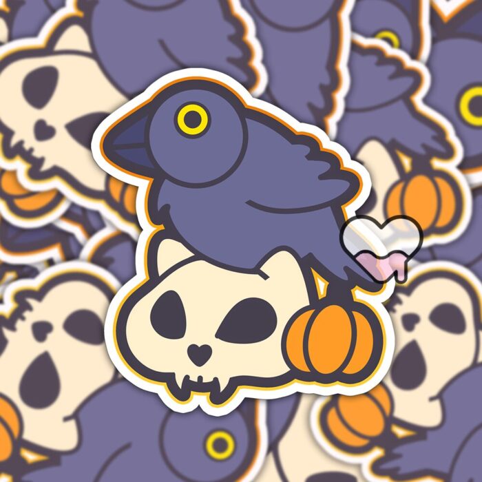 Crow and Skull Sticker