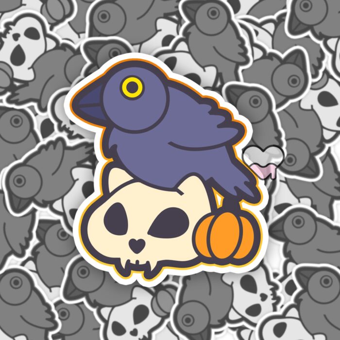 Crow and Skull Sticker