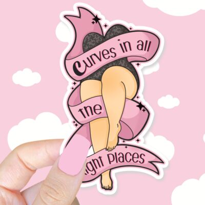 Curves In All The Right Places Pink Sticker