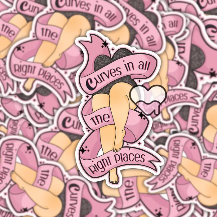 Curves In All The Right Places Pink Sticker