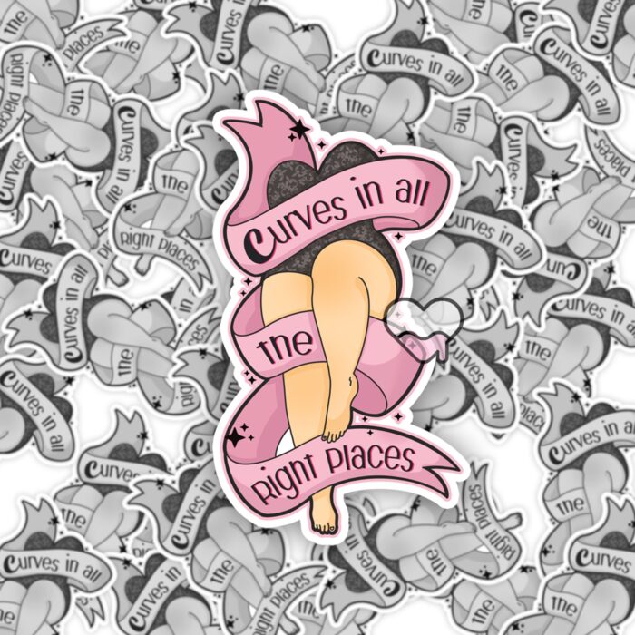Curves In All The Right Places Pink Sticker
