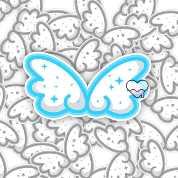 Cute Cloud Wings Blue Sticker