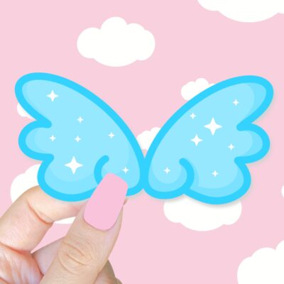 Cute Sparkle Wings Blue Sticker