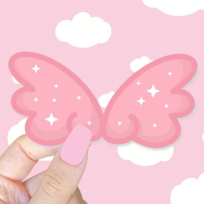 Cute Sparkle Wings Pink Sticker