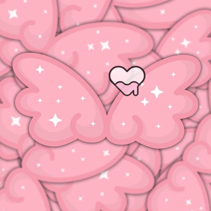 Cute Sparkle Wings Pink Sticker