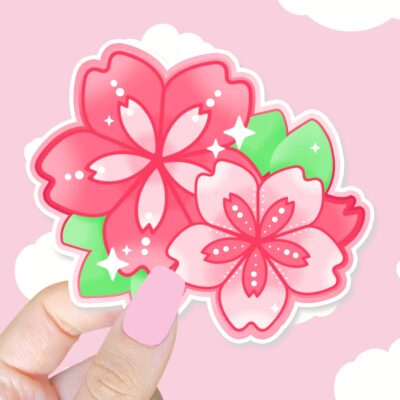 Double Sakura Flower Sticker