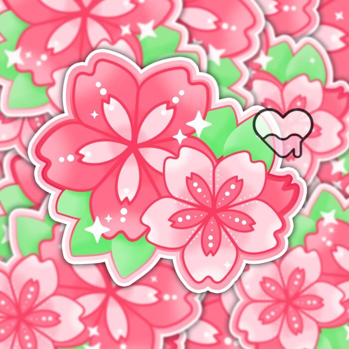 Double Sakura Flower Sticker