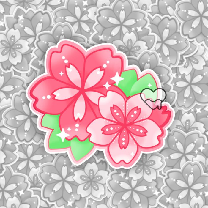 Double Sakura Flower Sticker