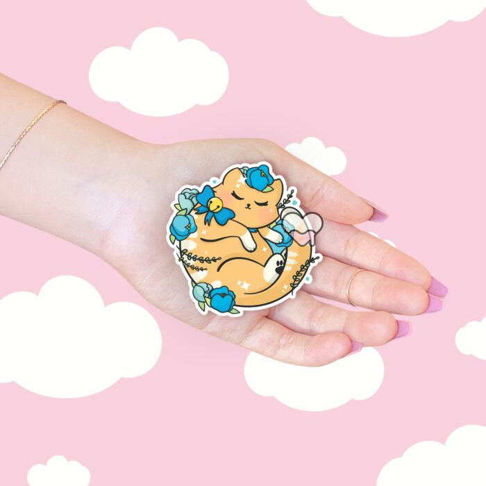 Floral Tabby Kitty Sticker