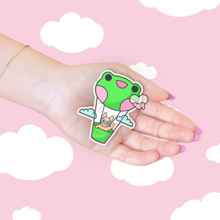 Frog Hot Air Balloon Sticker