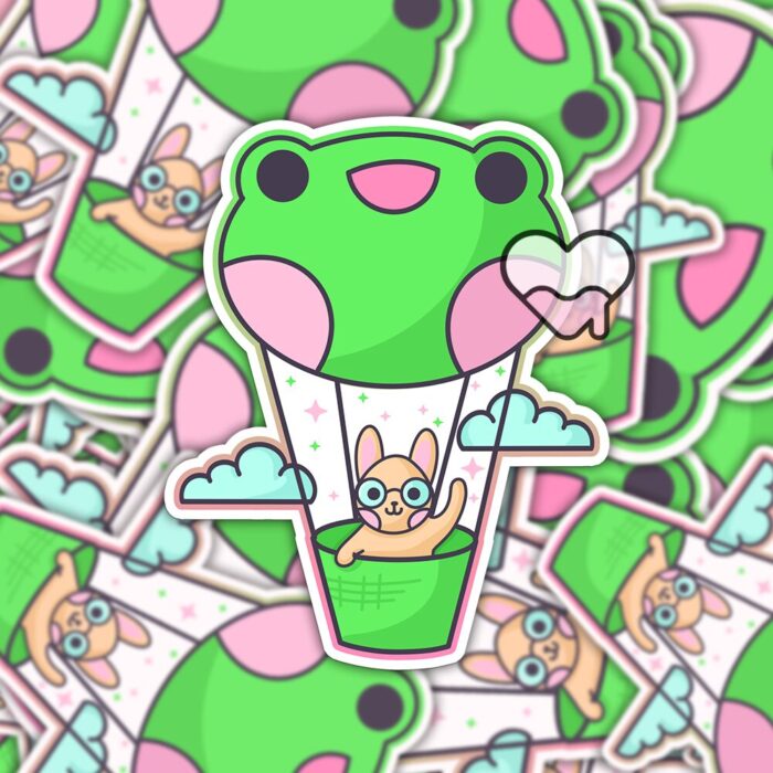 Frog Hot Air Balloon Sticker