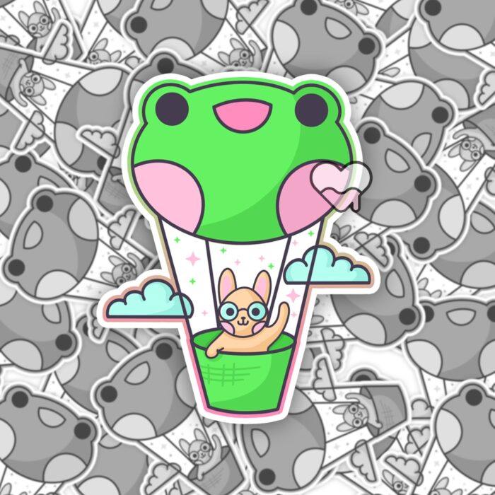 Frog Hot Air Balloon Sticker
