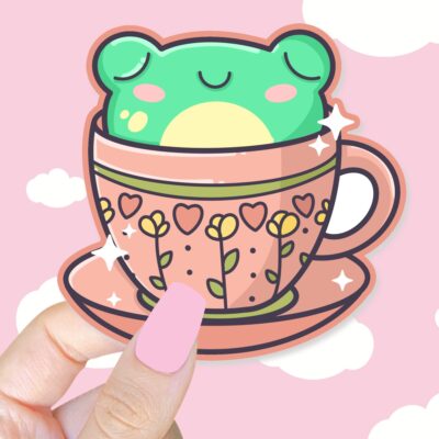 Froggy Tea Cup Sticker