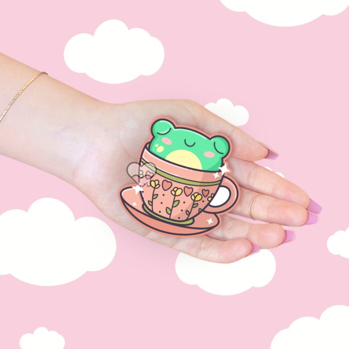 Froggy Tea Cup Sticker