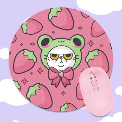 Grumpy Kitty Frog Hat Mousepad
