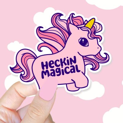 Heckin Magical Unicorn Pink Sticker