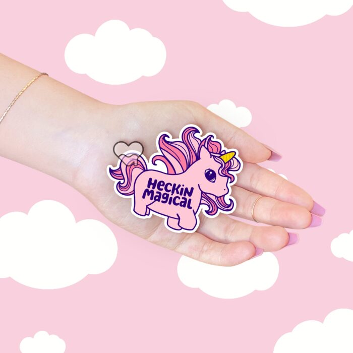 Heckin Magical Unicorn Pink Sticker