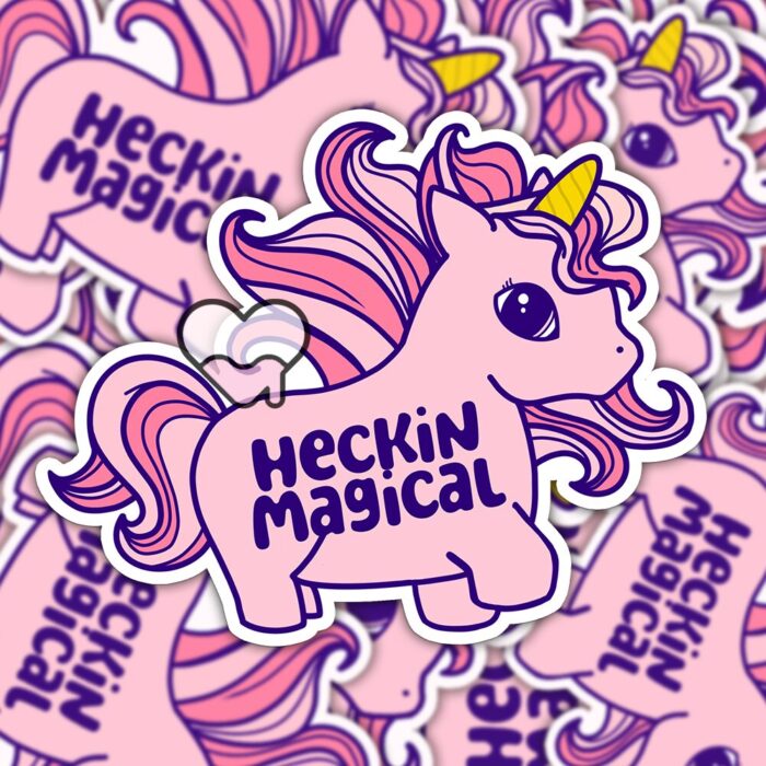 Heckin Magical Unicorn Pink Sticker