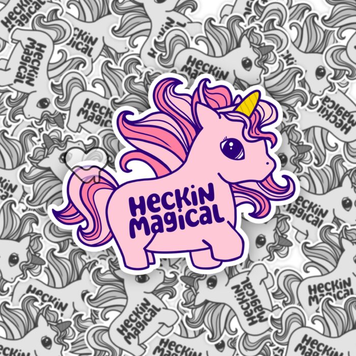 Heckin Magical Unicorn Pink Sticker