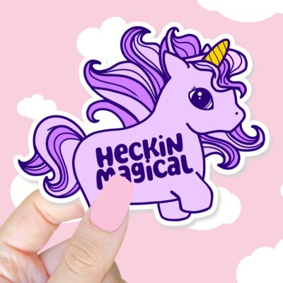 Heckin Magical Unicorn Purple Sticker
