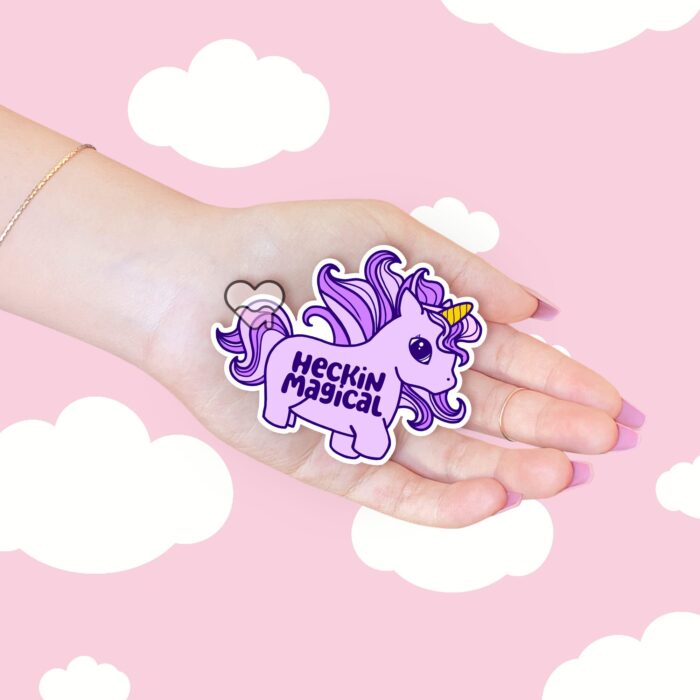 Heckin Magical Unicorn Purple Sticker