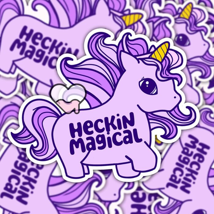Heckin Magical Unicorn Purple Sticker