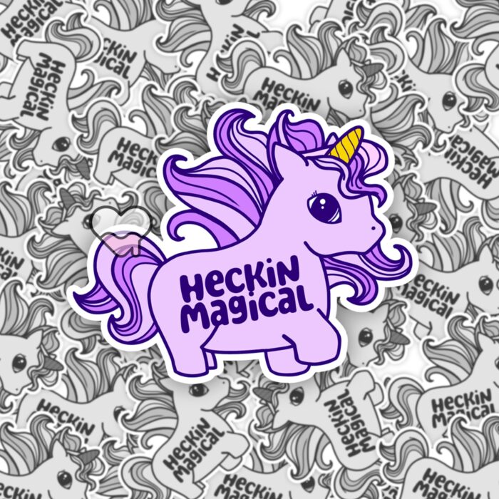 Heckin Magical Unicorn Purple Sticker