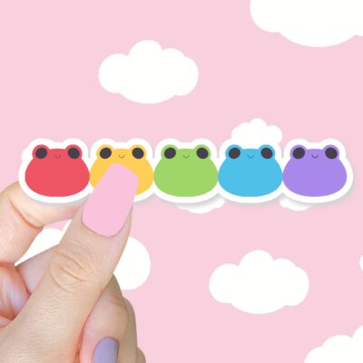 Long Froggies Rainbow Sticker