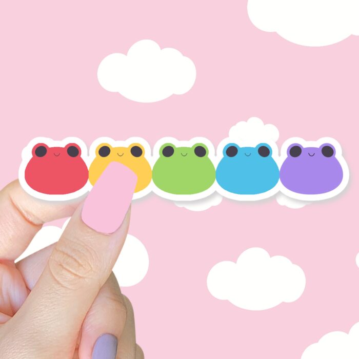 Long Froggies Rainbow Sticker